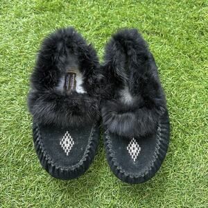 Manitoba Muklaks Street Moc Shoes Womens Size‎ 8 Black Beaded Native American